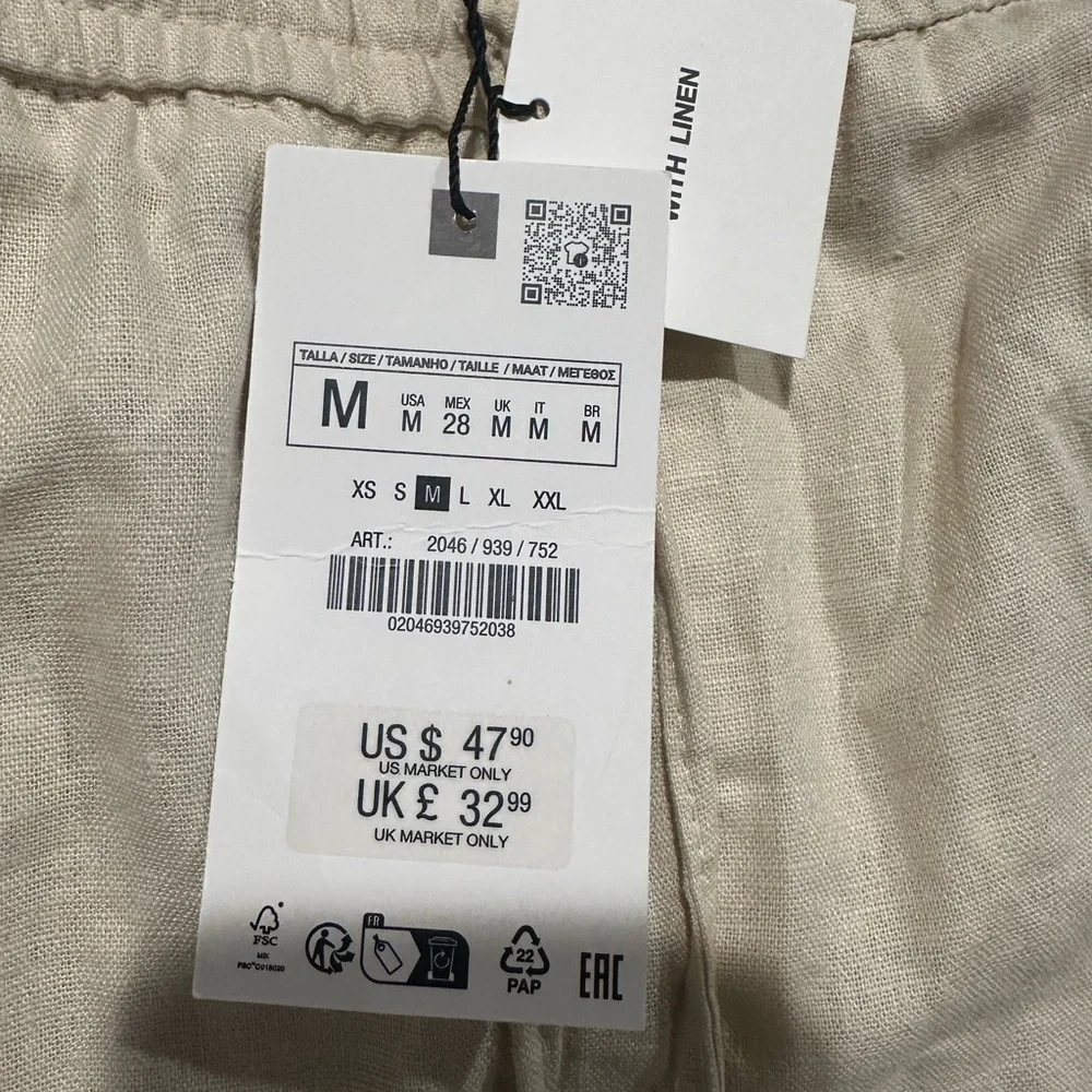 Zara Women's Cream Wide-Leg Pants - Picture 7 of 10